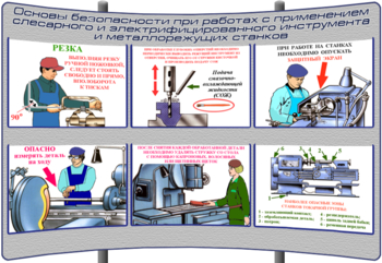 (К-ОТ-9) Основы безопасности при работах с применением слесарного и электрифицированного инструмента и металлорежущих станков - Тематические модульные стенды - Охрана труда и промышленная безопасность - Кабинеты по охране труда kabinetot.ru